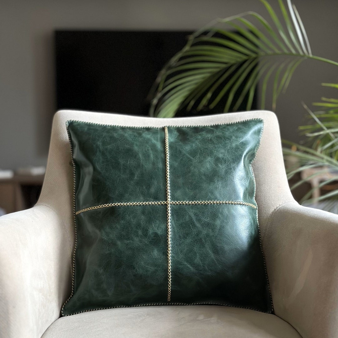 Real Leather Cushion Cover Handmade Leather Pillow Cover Leather Sofa