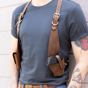 Leather Shoulder Holster For Sig P365, Kimber Micro 9, Glock 43x, Taurus GX4, Bodygourd 2.0, Shield Plus, Ruger LCP, Hellcat Micro Compact