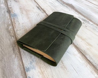 Green Leather Book Cover Leather Journal Case Journal Cover Bible cover Leather A5 Book Cover Leather Notebook