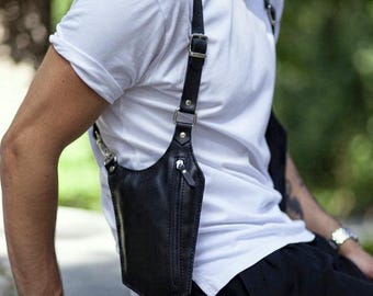 Funda de cuero hecha a mano – Arnés unisex para festivales y chaleco de viaje