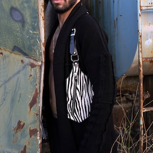 Zebra Print Leather Holster Bag  Leather Shoulder Bag Leather Festival Bag Burning man Holster Leather Harness Vest Double Holster