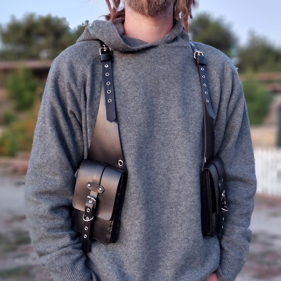 Genuine Black Leather Sling Bag