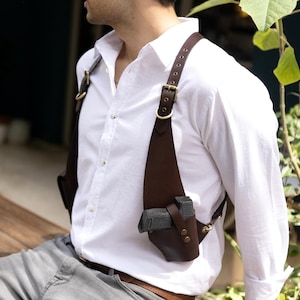 Leather Shoulder Holster For Sig P365, Kimber Micro 9, Glock 43x, Taurus GX4, Bodygourd 2.0, Shield Plus, Ruger LCP, Hellcat Micro Compact