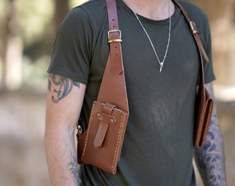 Tan Leather Holster Bag, Real Leather Shoulder Bag