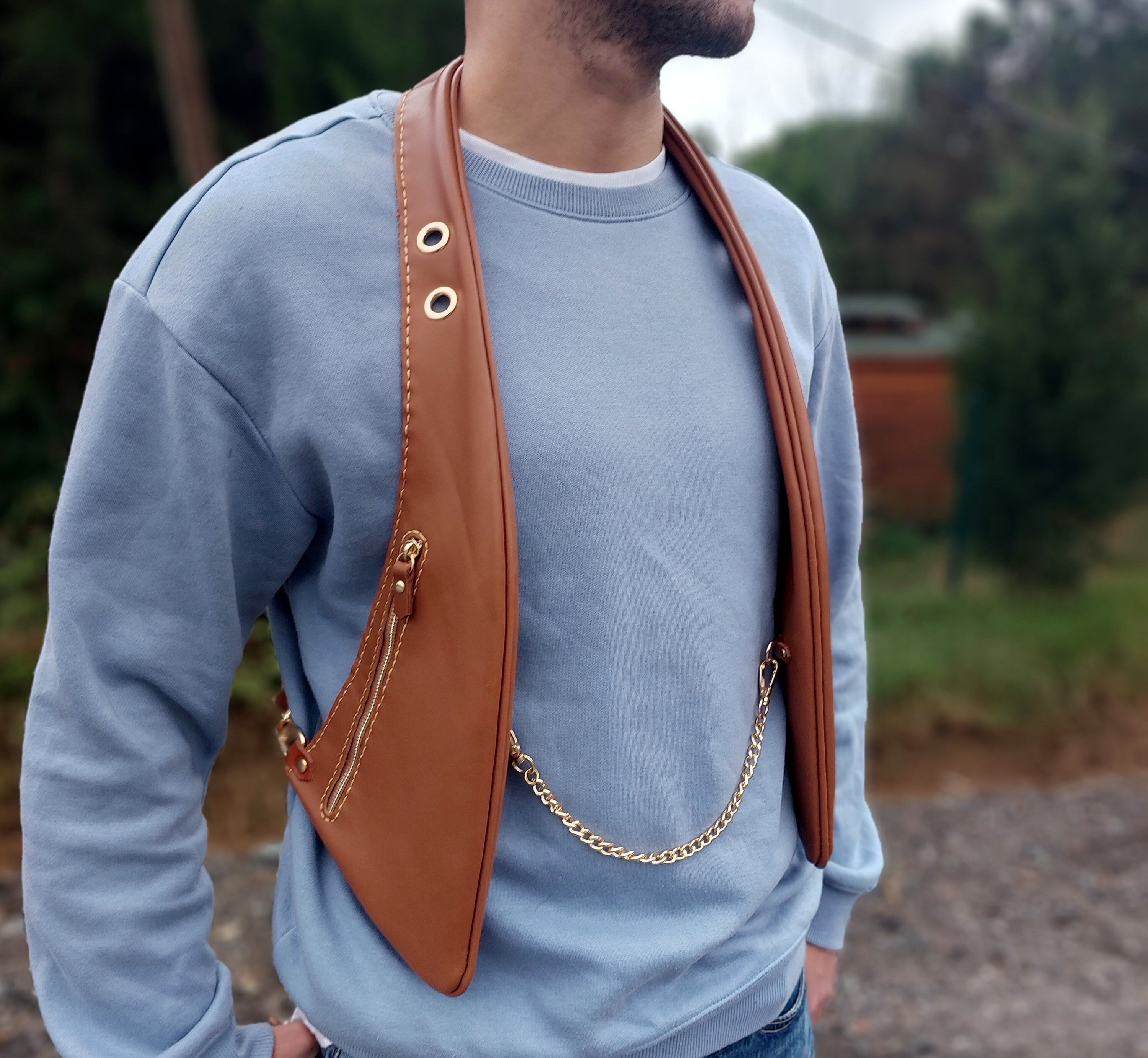 Mens leather shoulder holster bag deals