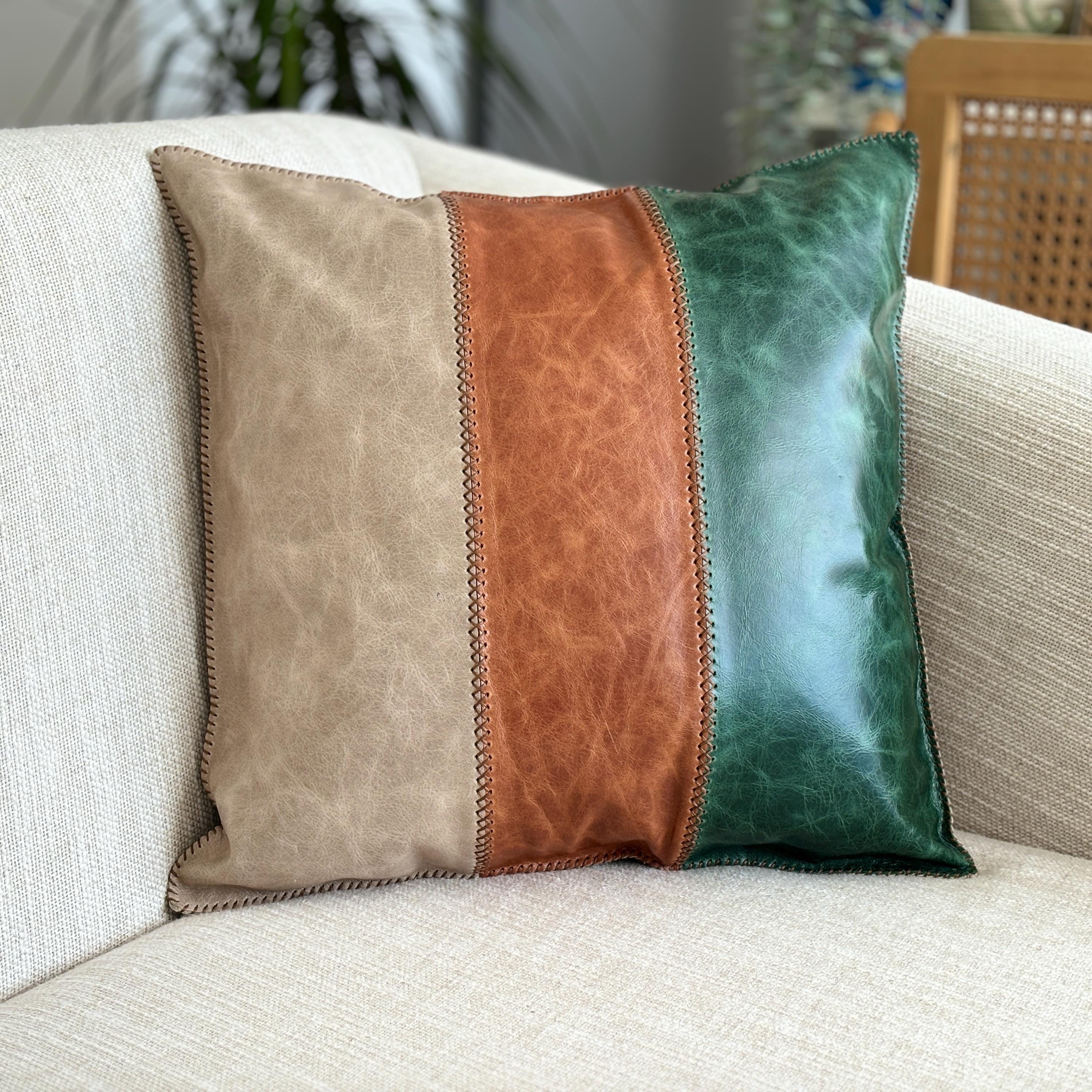 Schwarz Echt Leder Nackenrolle Nackenkissen Lederkissen Sofa