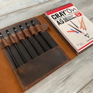 Brown Leather A5 Sketchbook Cover Leather Drawing Book Cover Leather Refillable Sketchbook leather Notebook Cover