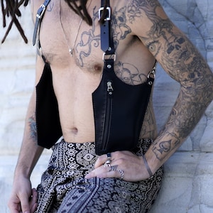Leather Holster Bag  Leather Shoulder Bag Leather Festival Bag Burning man Holster Leather Harness Vest Double Holster