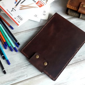 Leather A5 Sketchbook Cover Leather Drawing Book Cover Leather Refillable Sketchbook leather Notebook Cover Journal Case image 1