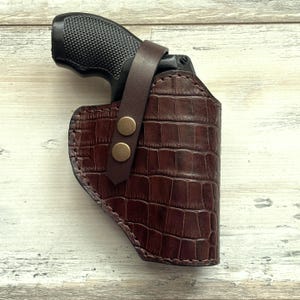 Croc Print Leather Belt Holster For Smith Wesson J Frame 38 Special Model 442, 642, 432, 638, 640, 43c, 637, Holster for Revolver