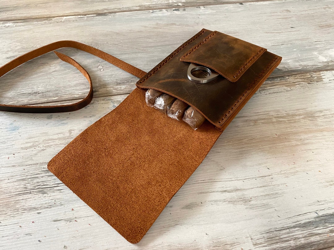 Brown Leather Cigar Case Rustic Leather Cigar Box Leather Cigar Roll - Etsy