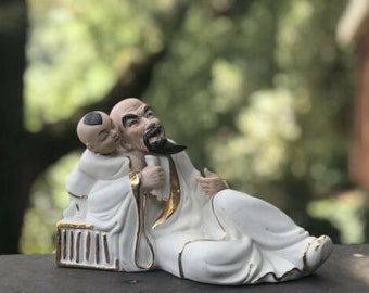 Vintage Porcelain Signed Campoly Porcelain Portugal Figurine Father & Son