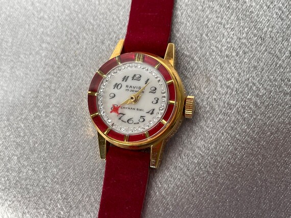 Ravisa Ladies Watch Manual Wind 17 Jewels Red & B… - image 3