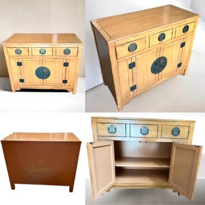 Antique Chinese Wood Storage Cabinet Dresser Furniture w Metal Hardware