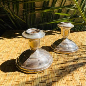Vintage Signed Sterling Silver 925 Weighted Matching Candlestick Holders Set 69g