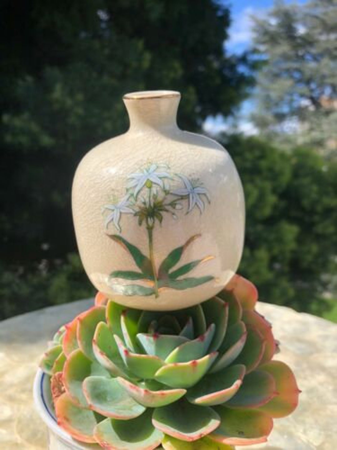 Antique Chinese Signed Porcelain Hand Painted Flowers Floral Design Bud ...