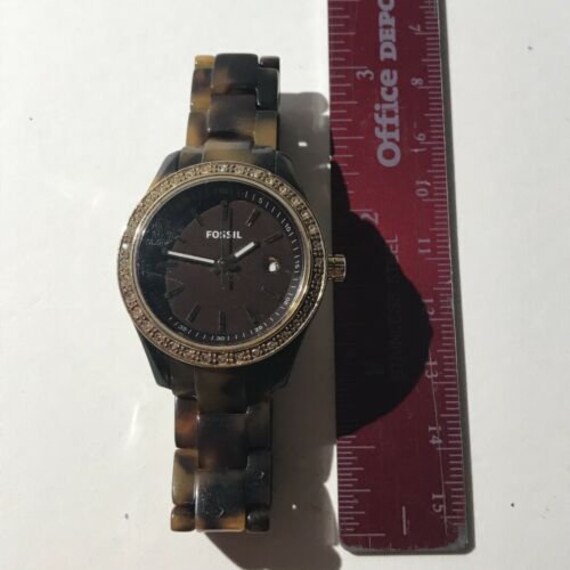 Fossil Brown Bakelite Wristwatch Stainless Steel Back Small  display picture 3