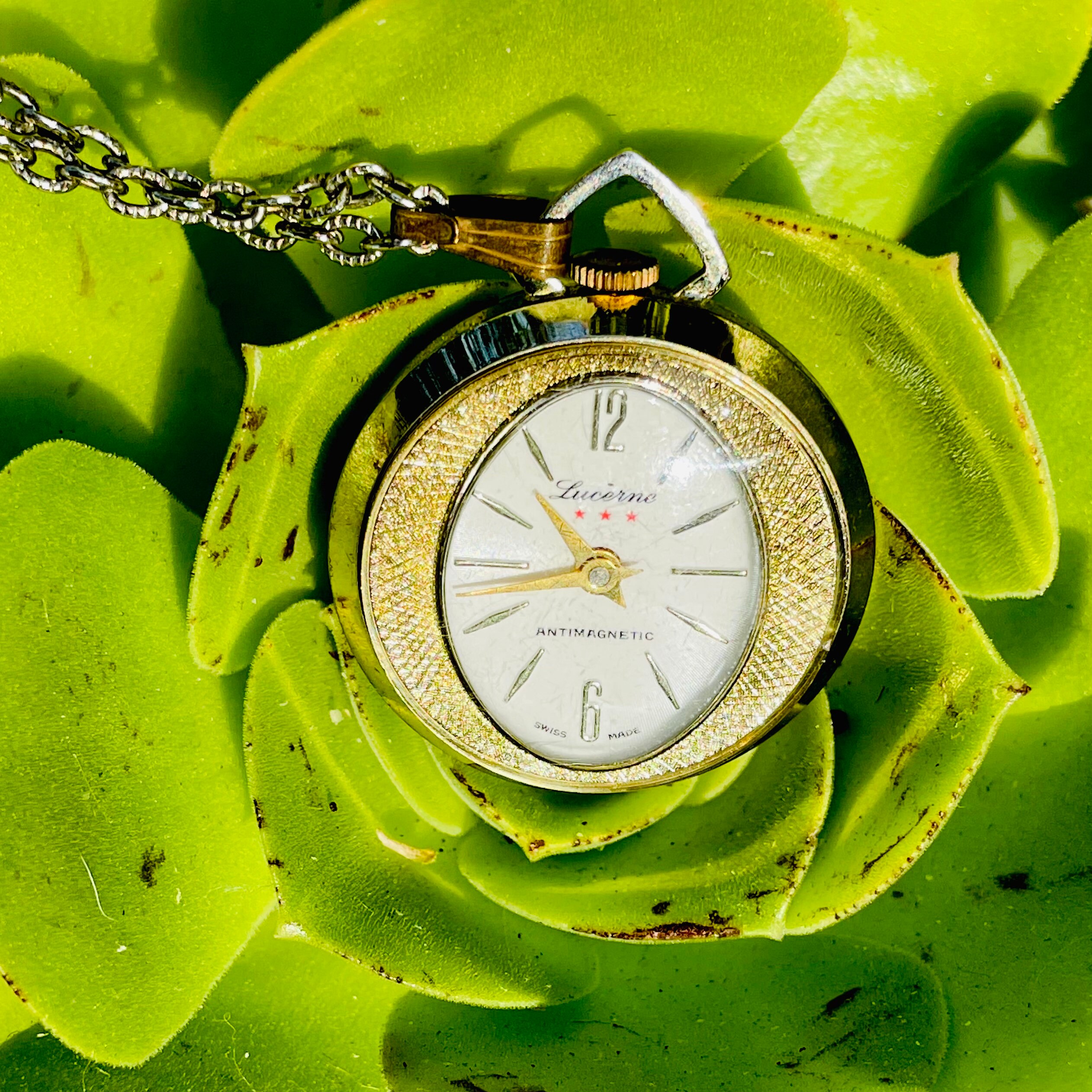 Vintage Lucerna antimagnetico grabado oro tono floral reloj de bolsillo collar de cadena Etsy Espana
