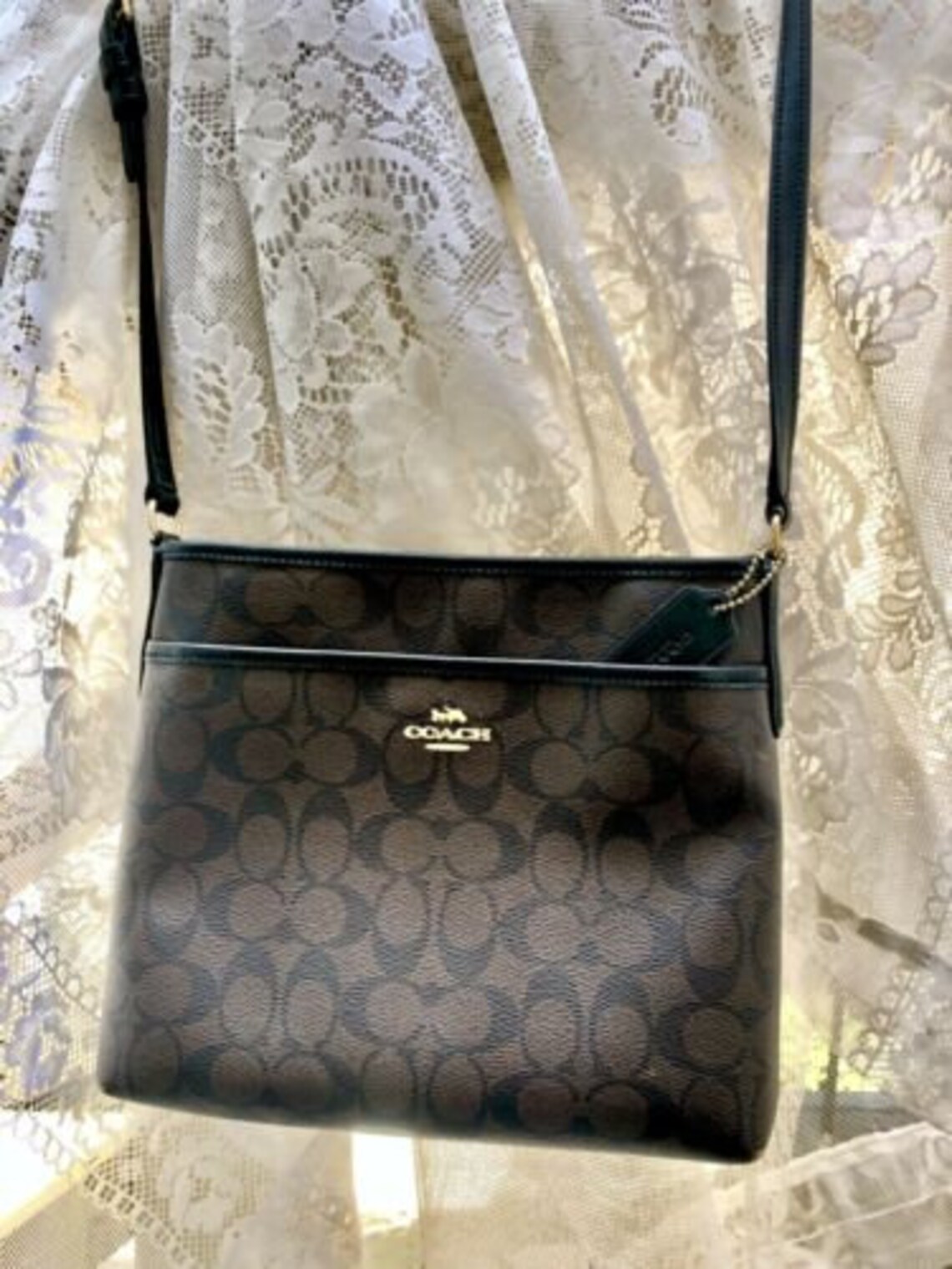 Brown Black Authentic Coach New York Crossbody Zip Purse Etsy