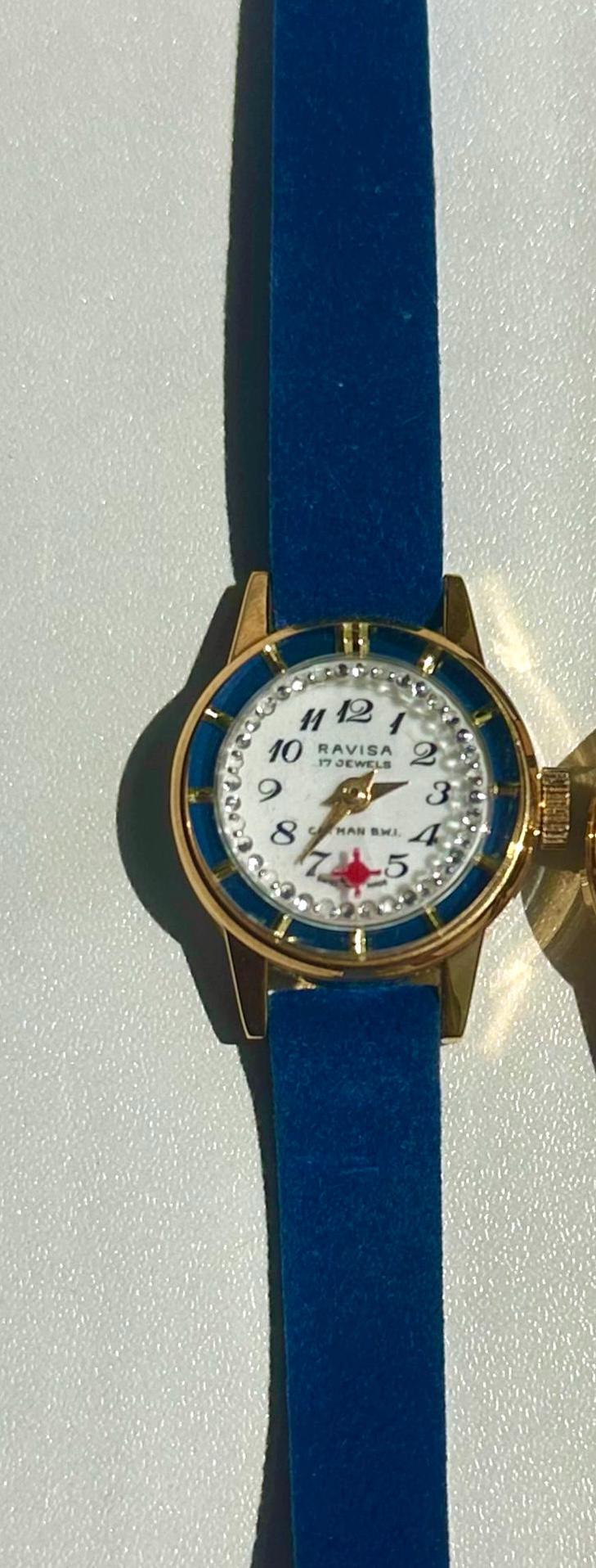 Ravisa Ladies Watch Manual Wind 17 Jewels Blue Leather Band  display picture 1