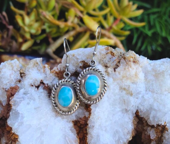 Vintage Sterling Silver 925 Turquoise Blue Larima… - image 7