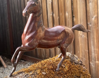 Vintage Japanese Artist Signed Bronze Metal Horse Art Sculpture Statue Decor