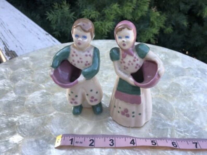 Vintage SF Pottery Porcelain Pilgrim Boy And Girl Art Figurines Decor