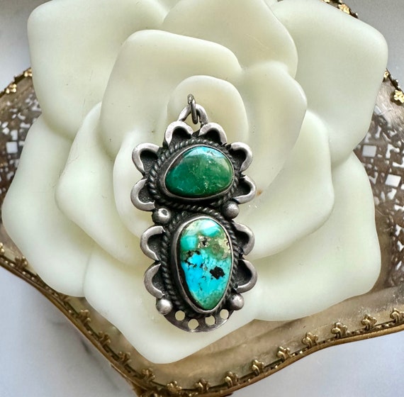 Sterling Silver 925 Turquoise Blue Gem Stone Nati… - image 2