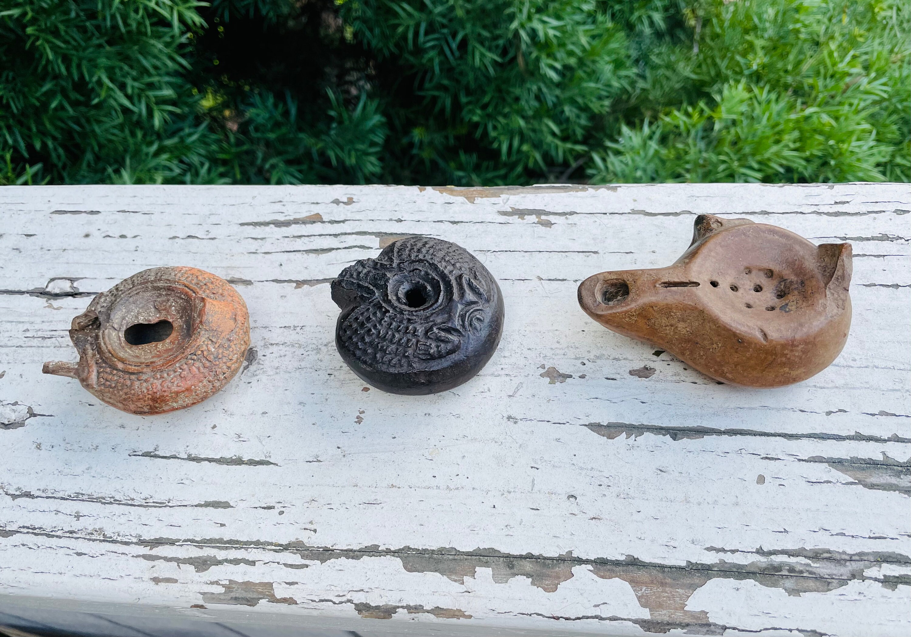 Antique Primitive Handmade Clay Oil Burner Lamp Light Incised Etsy