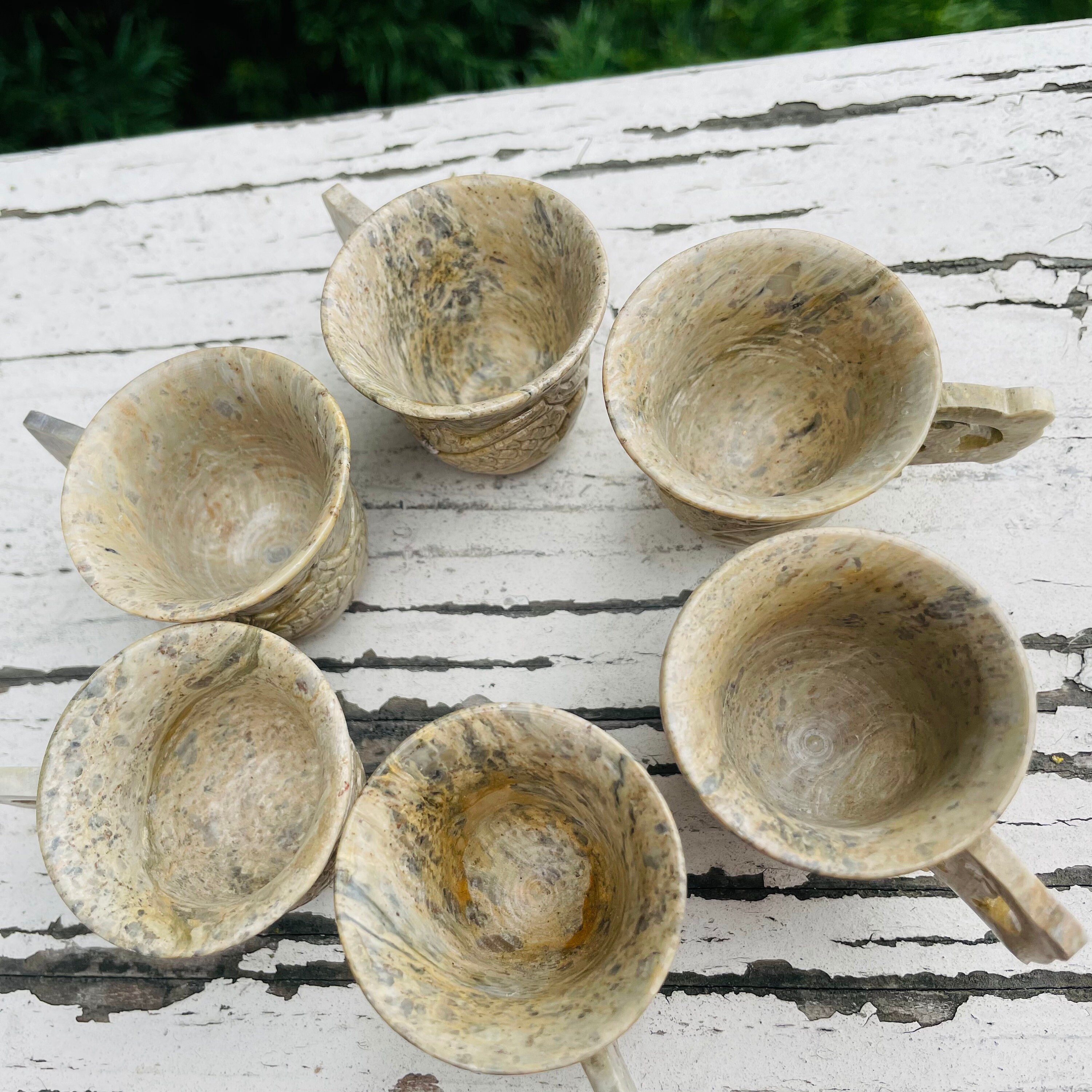 アンティークサイン入りアジアンストーン彫刻ドラゴン神話の生き物