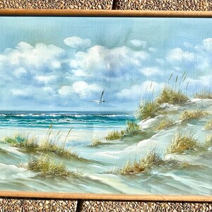 Original Oil on Canvas Ocean Beach Sea Scape Signed Antonio Tanos Framed Art