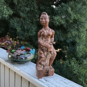 Indian Folk Art Wooden Carved Doll Figurine