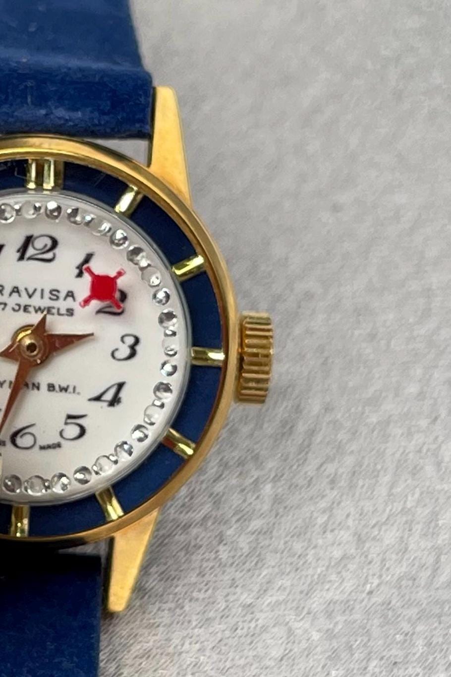 Ravisa Ladies Watch Manual Wind 17 Jewels Blue Leather Band  display picture 1