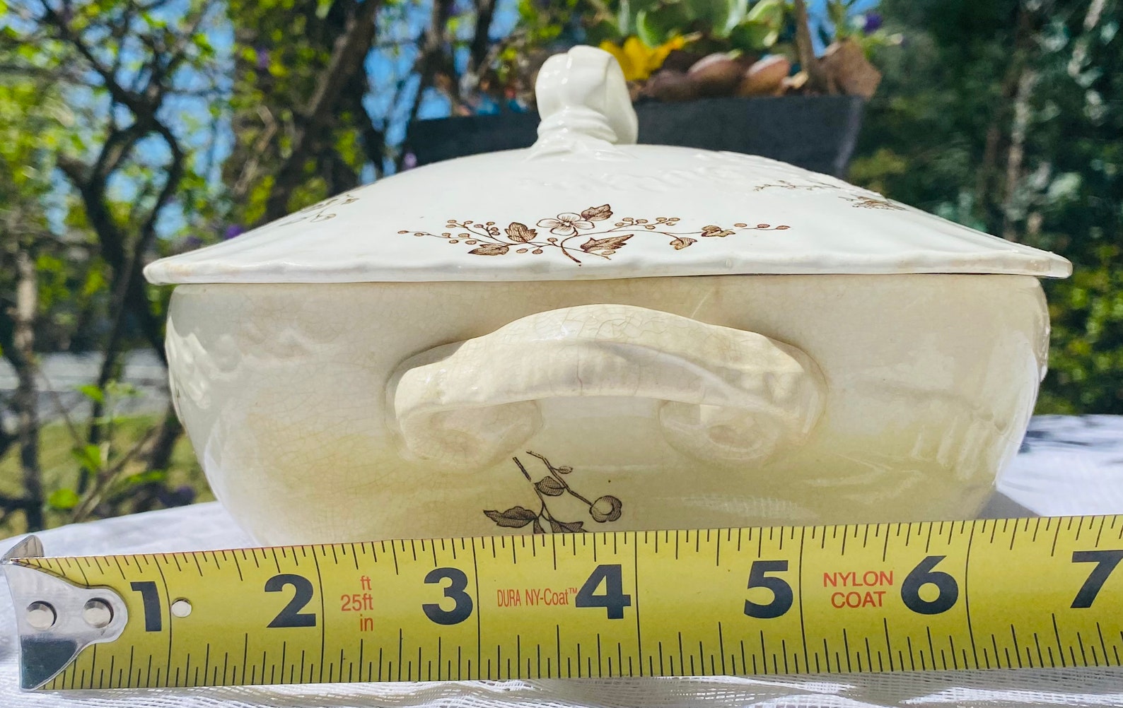 Antique White WH Grindley Co England Rustic Floral Casserole Etsy