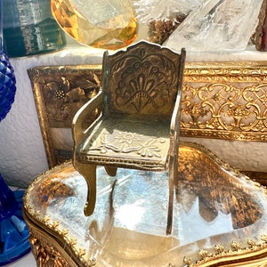 Spiritual Altar Brass Gold Metal Peacock Chair Antique Temple Relic