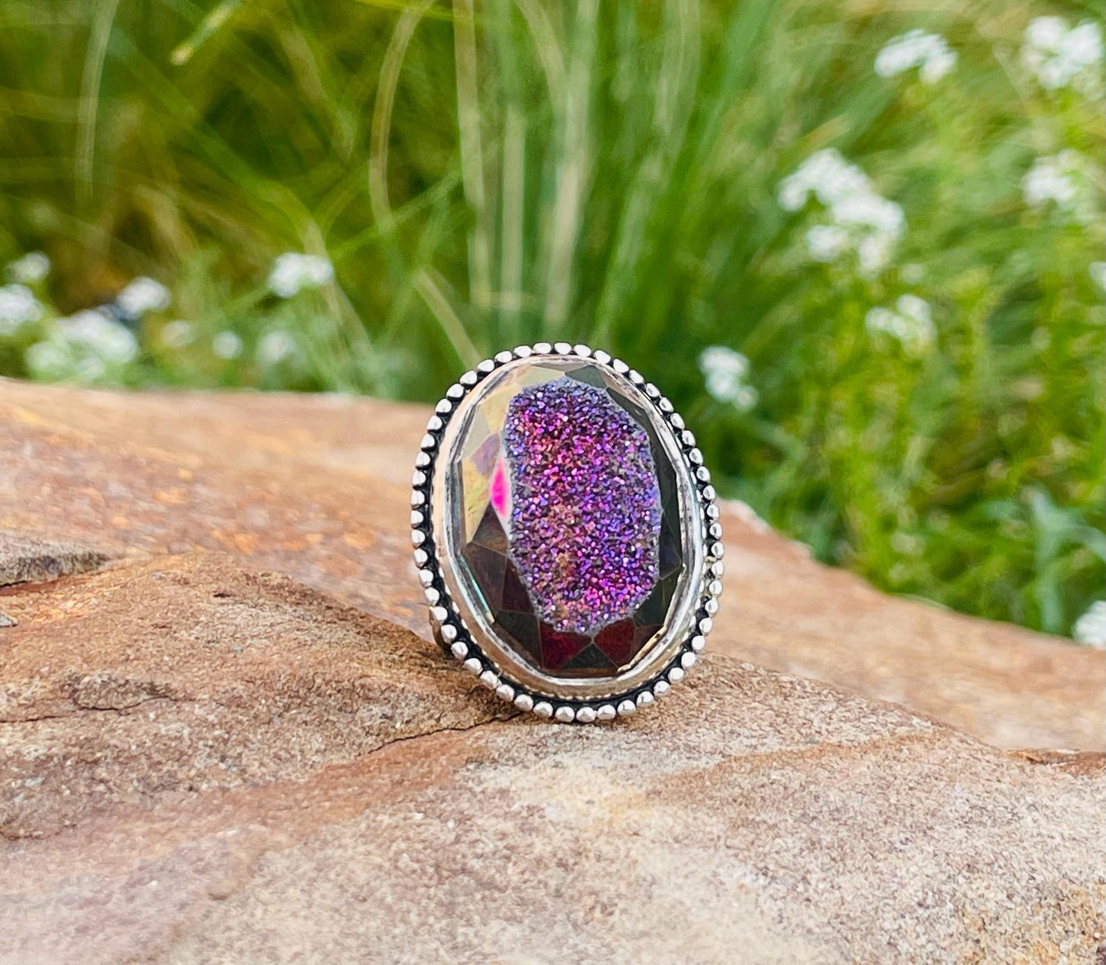 Titanium Druzy Quartz CL Colleen Lopez 925 Sterling Silver Ring 14.6g ...