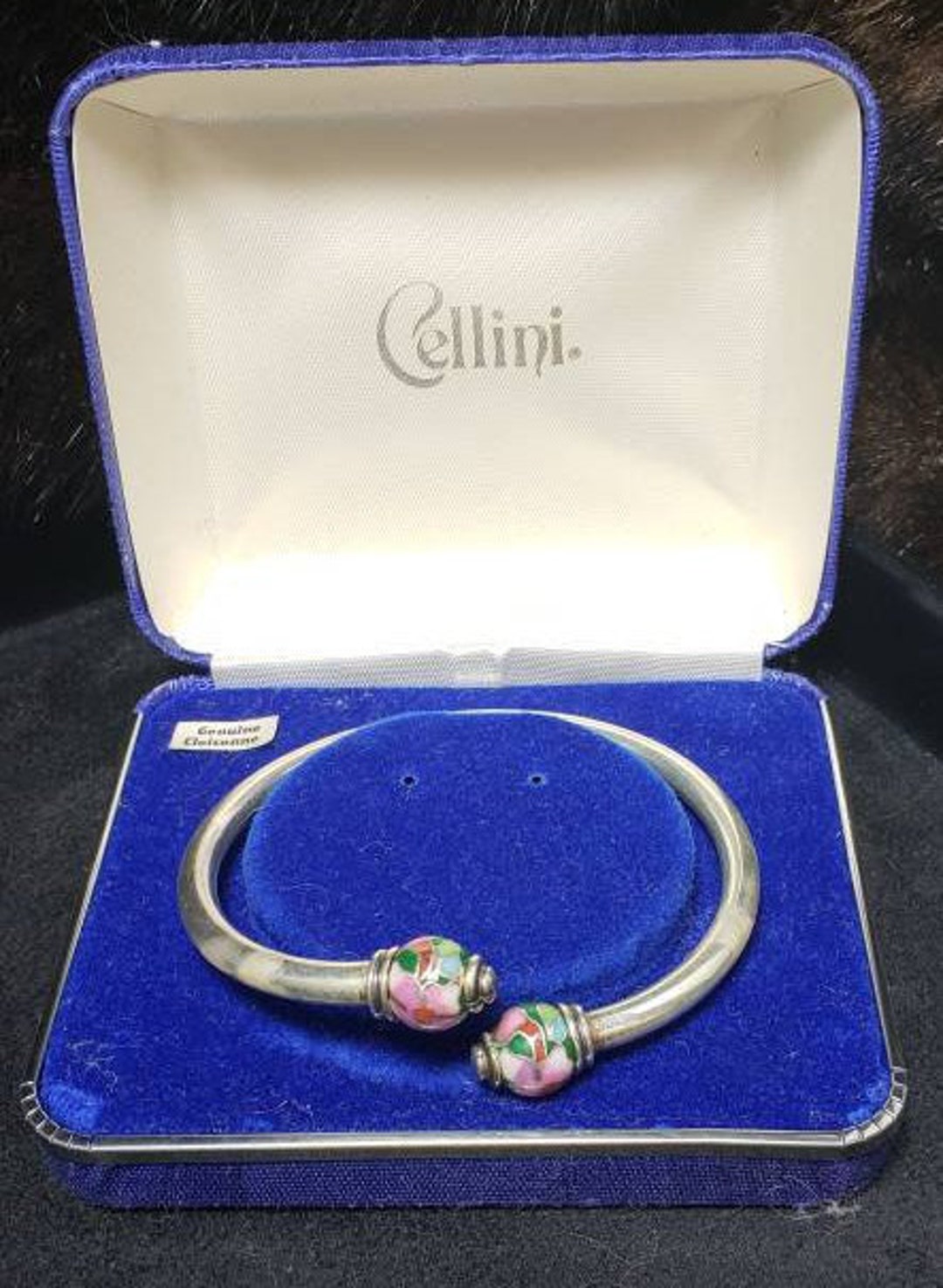 Pulsera manguito esmalte Cellini Silver y - Etsy España