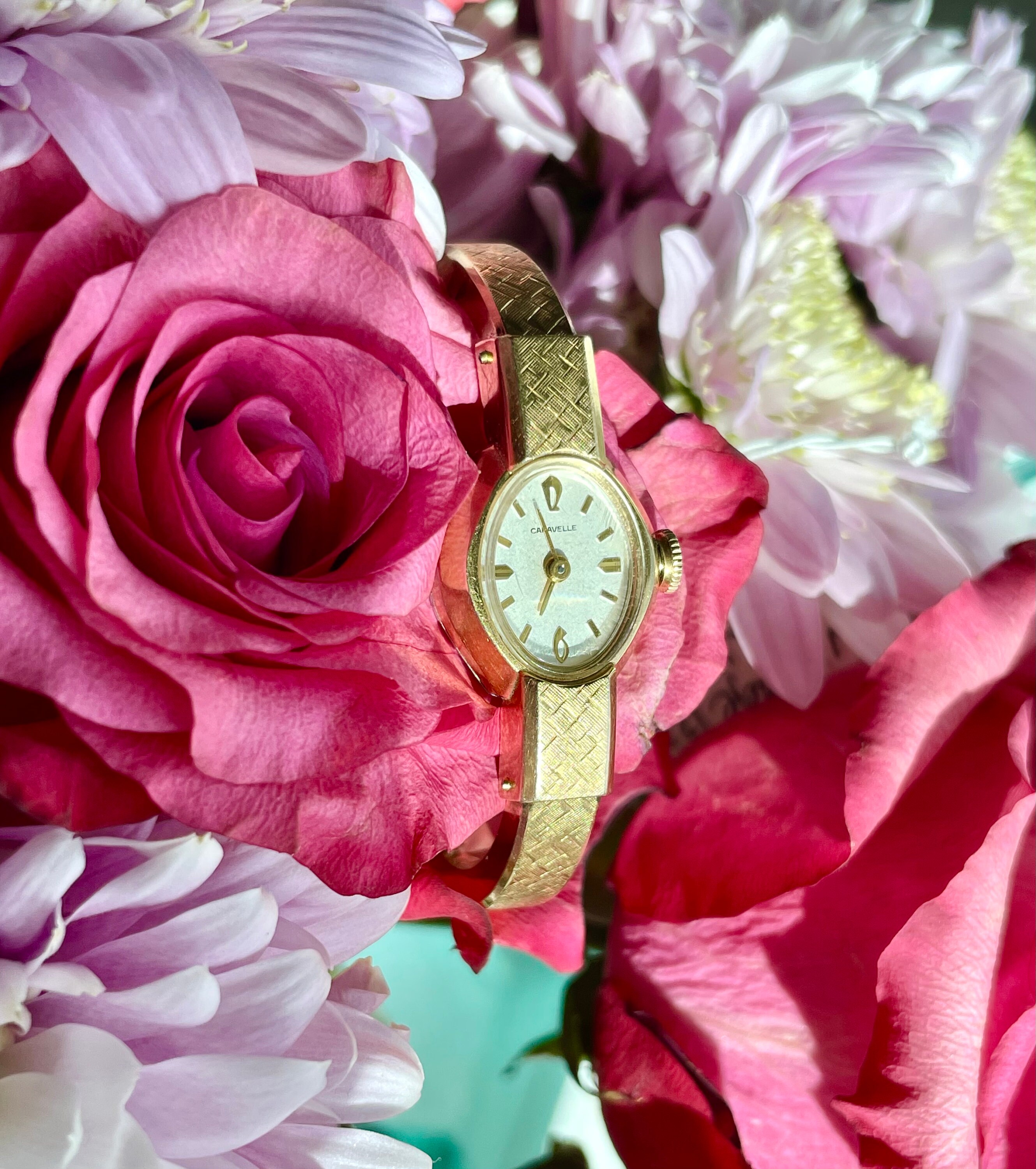 Vintage 12K Gold Filled Caravelle Women's Wristwatch With Safety