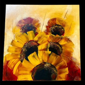 Large 3ft Signed N. Mercer Original Sunflower Floral Still Life Painting