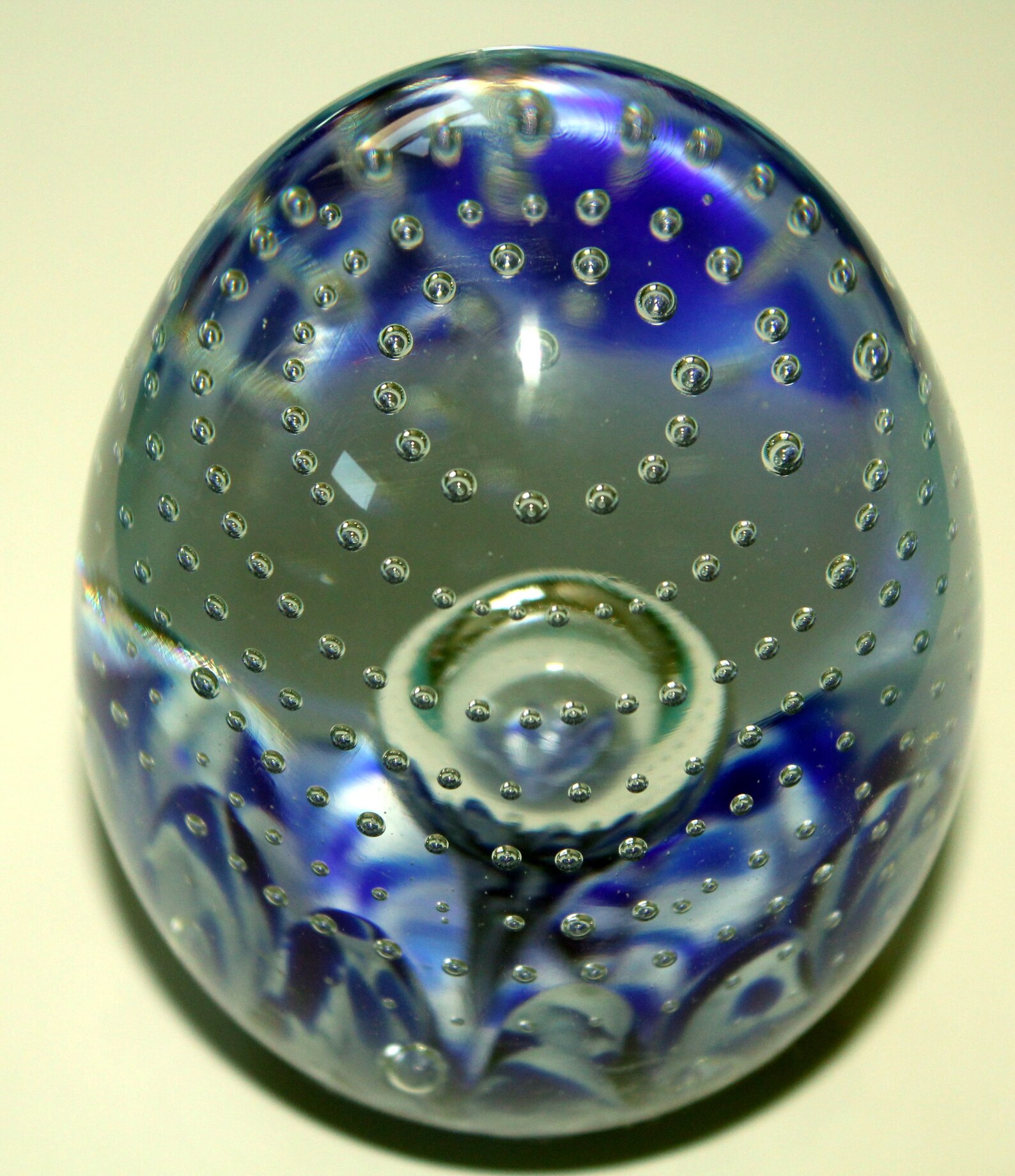 Blue Art Glass paperweight Gibson 1998 controlled bubble Etsy