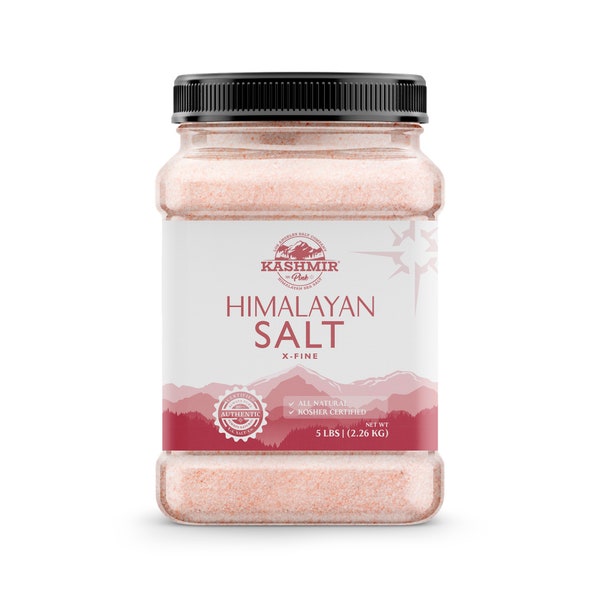 5 lb Pink Himalayan Salt X Fine (0.3-0.5 mm) | Bulk Salt | Free Shipping, Kosher, Halal, Vegan, Non GMO, Cruelty Free Certified