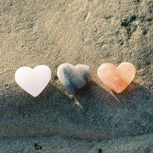 Himalayan Salt Massage Stones (Heart Shape) Available in White, Grey and Pink , Single or Sets of 5 |  FREE SHIPPING | 100% Pure & Natural