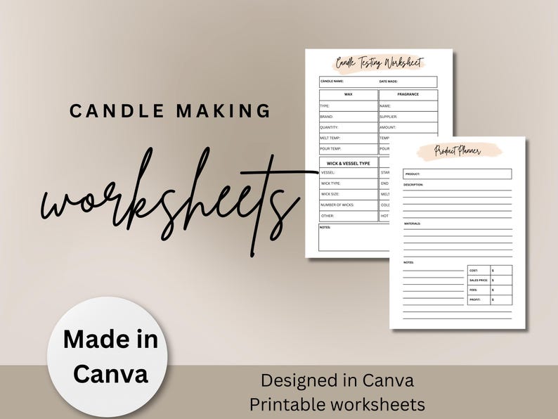Candle Testing Worksheet & Product Planner | Printable Candle Making Templates | Digital ...