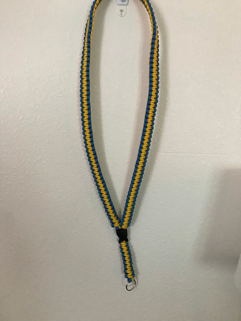 550 Paracord Neck Lanyard Yellow and Blue Etsy