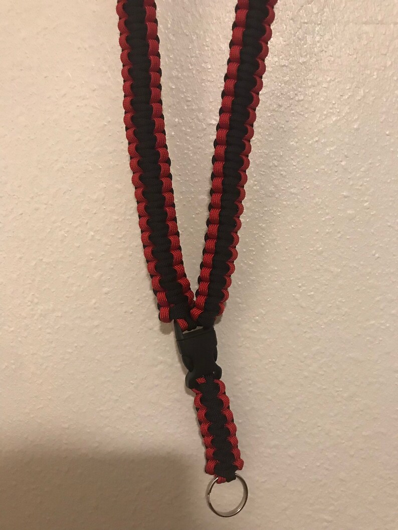 550 Paracord Neck Lanyard Red and Black Etsy