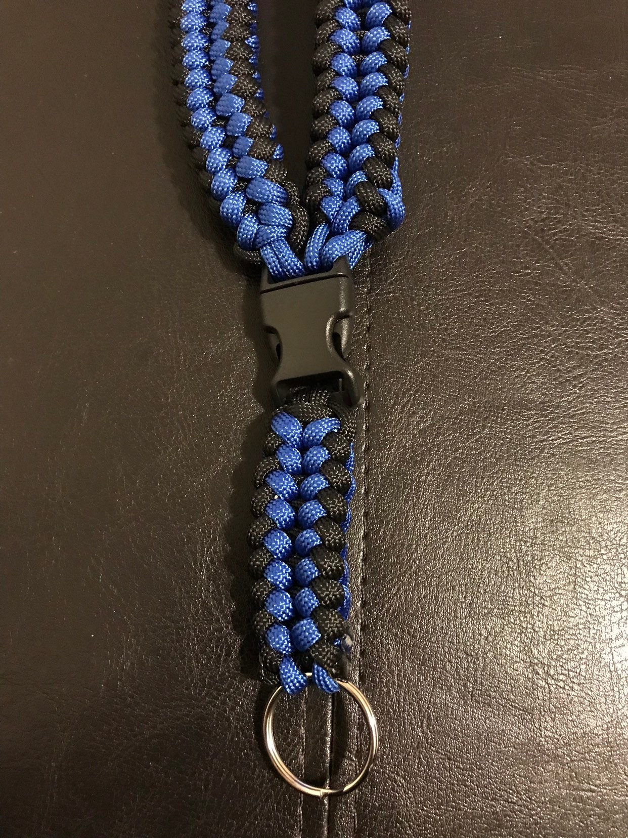 550 Paracord Neck Lanyard Black and Blue Etsy