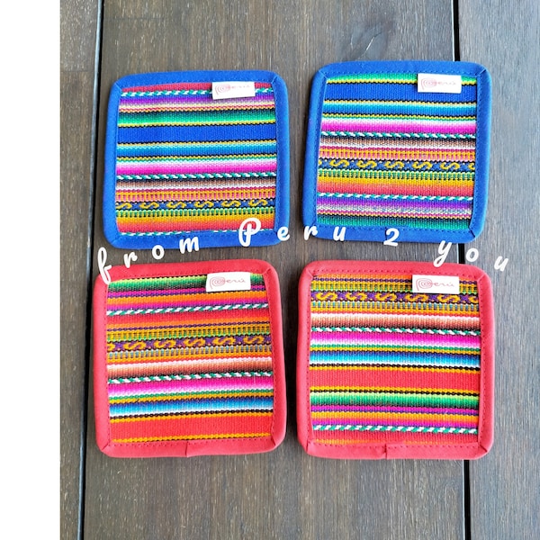 Peruvian Coaster | Cup Coasters | Peruvian Textile Drink Coasters | Set of 2