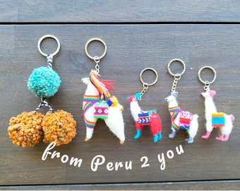 Llavero Pompón de Lana o Llavero de Alpaca