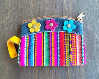 Coin Purse Made From Peruvian Manta & Leather | Little Purse