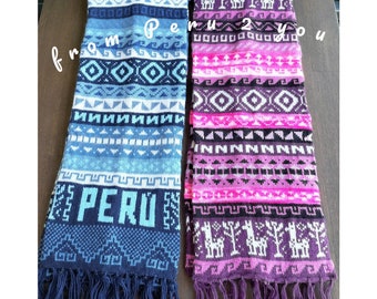 Alpaca Wool Scarf: Knitted Llama Design - Made in Peru